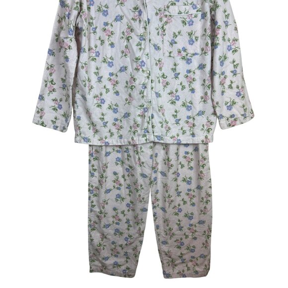 Vtg Basic Edition Intimates Flannel Pajama Set Women’s M Pink Floral Cottagecore - Picture 9 of 16